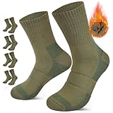GOGOGOAL Thick Thermal Hunting Socks Men Women Winter Warm Wool Boot Sock Full Cushioned Outdoor Socks Hiking Skiing Running Work Cold weather 9-12 Military Green 4P L