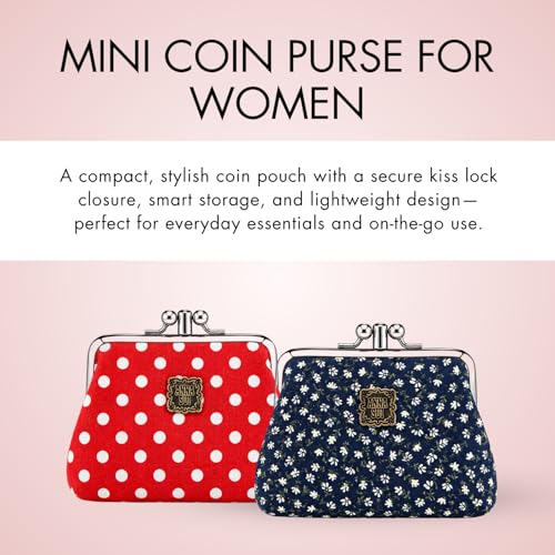 Image of MOCA Coin Purse for Women Mini Purse Small Wallet Ladies Coin Pouch Kiss Lock Clutch Coin Pouch Compact Frame Lock Portable Travel Coin Wallet for Women (Design 2)