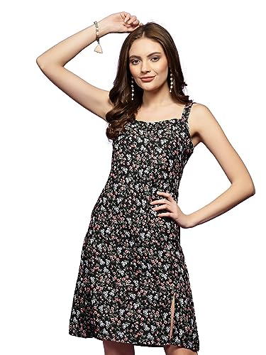 Image of OOMPH! Women's Fit And Flare Mini Sleeveless Floral Beach Dress For Slipon