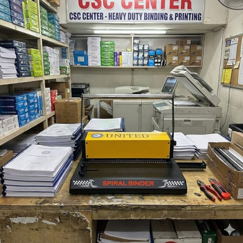 Image of United Spiral Binding Machine A4 (Spiro 40) | Heavy Duty Metal Body | 12 Sheets Punching | 300 Sheets Binding Capacity | 46-Hole Precision Die | Ideal for Xerox Shops, Offices & Schools