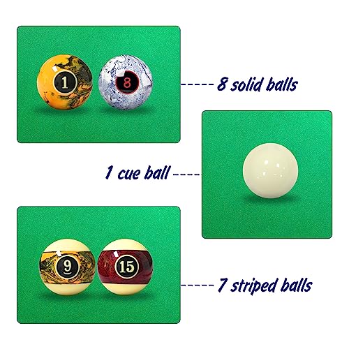Marble Swirl Style Pool Balls Set Professional 2 1/4-Inch Billiard Balls for Pool Table Complete 16-Piece Regulation Pool Ball Set - Image 4