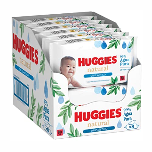 HUGGIES Pure Biodegradable Toallitas para bebé, 8 paquetes de 48 unidades (384 Toallitas)