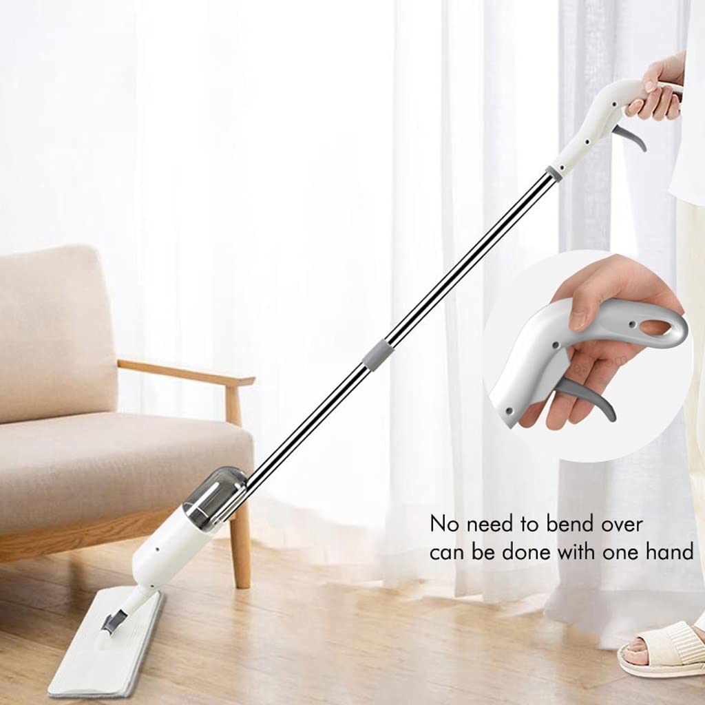 Microfibra Spray MOP, trapeador de Microfibra de Giro de 180 Grados con 35 0ml Botella Recargable Incluye 2 Almohadillas Reutilizables de Microfibra