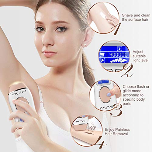 Permanent IPL Hair Removal System - IPLBAI Painless Professional Hair Remover Device for Women Facial Whole Body Home Use or Travel