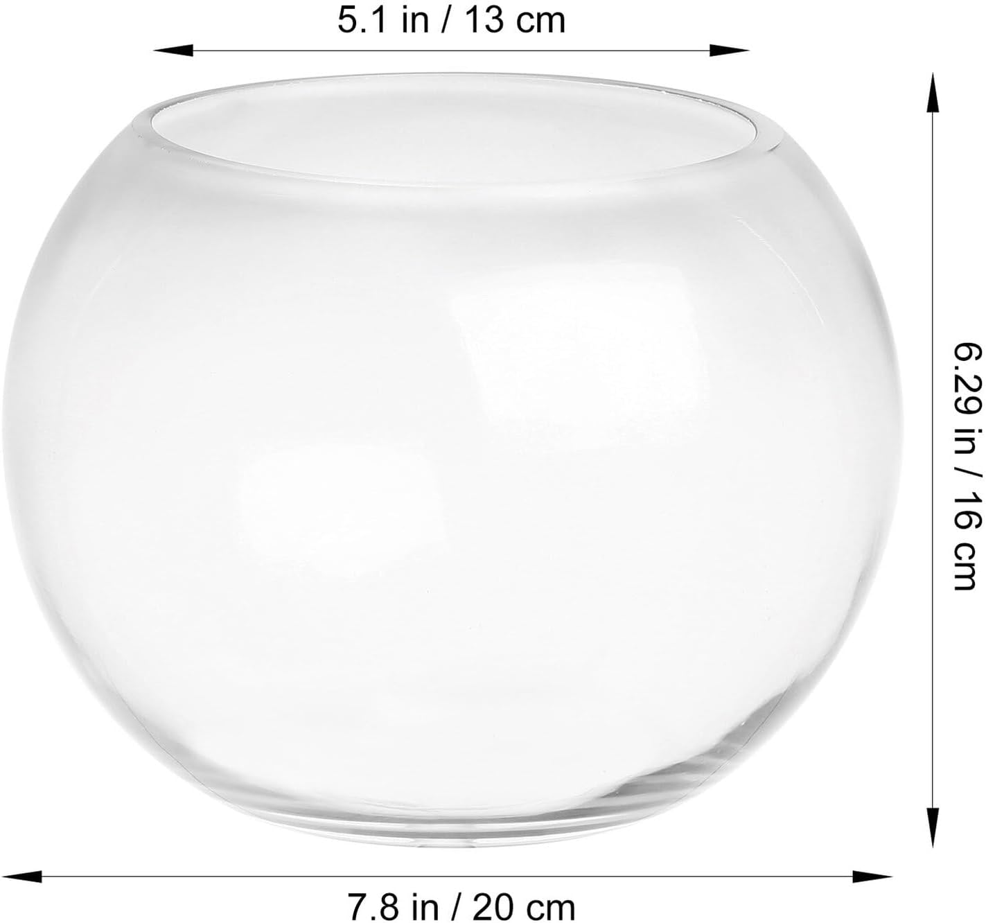 SUPVOX Glass Fish Bowl Aquarium 20cm Globe Fish Tank for Office Desktop with Hydroponic Plant Use Decorative Glass Goldfish Bowl
