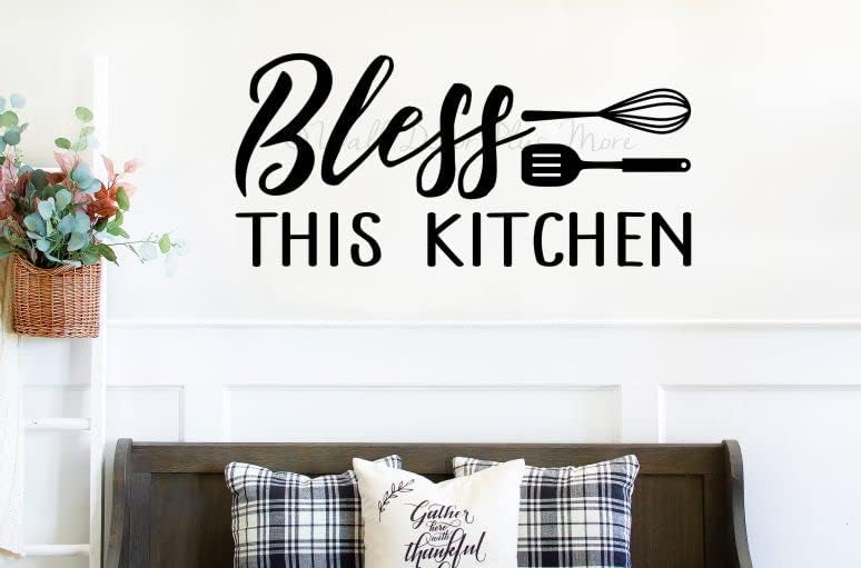 Miniatura 5 de Bless This Kitchen - Calcomanías de vinilo troquelado para pared, calcomanías inspiradoras para cocina y comedor, vinilo mate, refranes para
