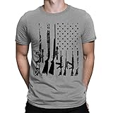 SpiritForged Apparel Distressed USA Gun Flag Men's T-Shirt, Light Gray XL