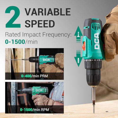 Image of DCA Cordless Drill Set, 354 in-lbs Torque, 3 /8 inch Keyless Chuck, Electric Power Drill with 2.0Ah Battery and Charger,18+1 Position,25-Piece 20V Drill Driver Kit, ADJZ2035AM