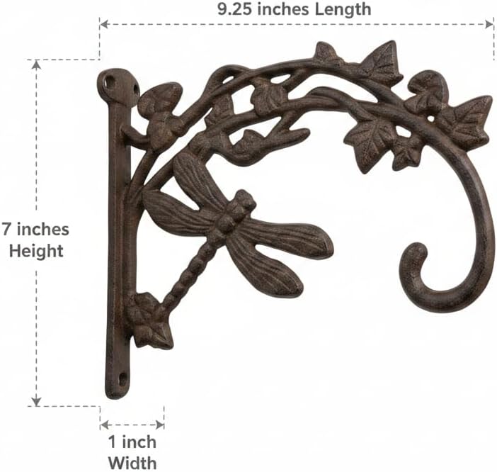Comfy Hour 9.25 Inch Dragonfly Wall Plant Hanger, Cast Iron Bracket image 2