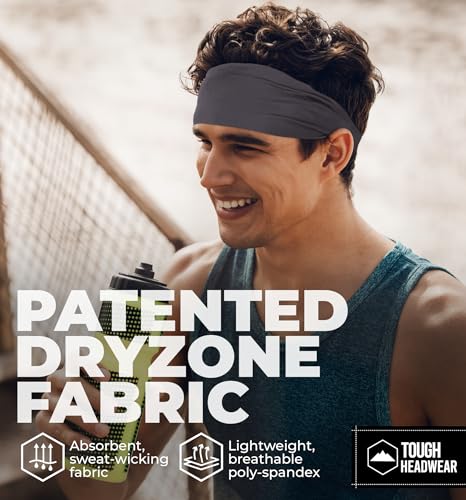 Image of Tough Headwear Tough Outfitters Headband for Men - Mens Headbands - Working Out Sports Performance Head Bands - Athletic Cycling Running Sweat Band, Football Headbands - Sweat Bands Men /Women