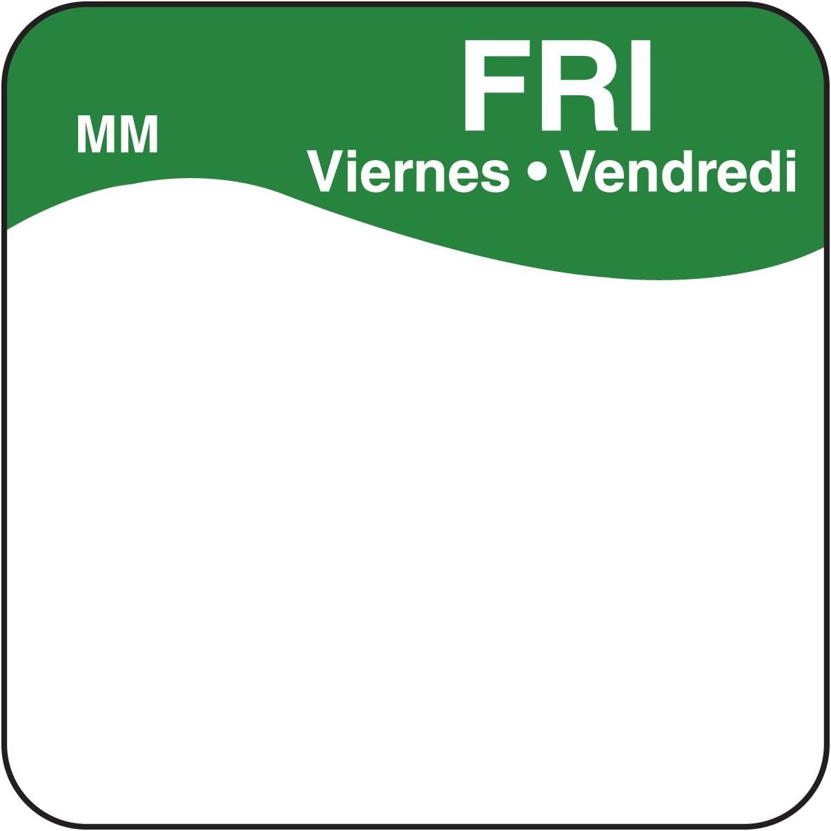 DayMark Day of the Week Removable Label, Friday, 1" x 1", Green (Roll of 1000)