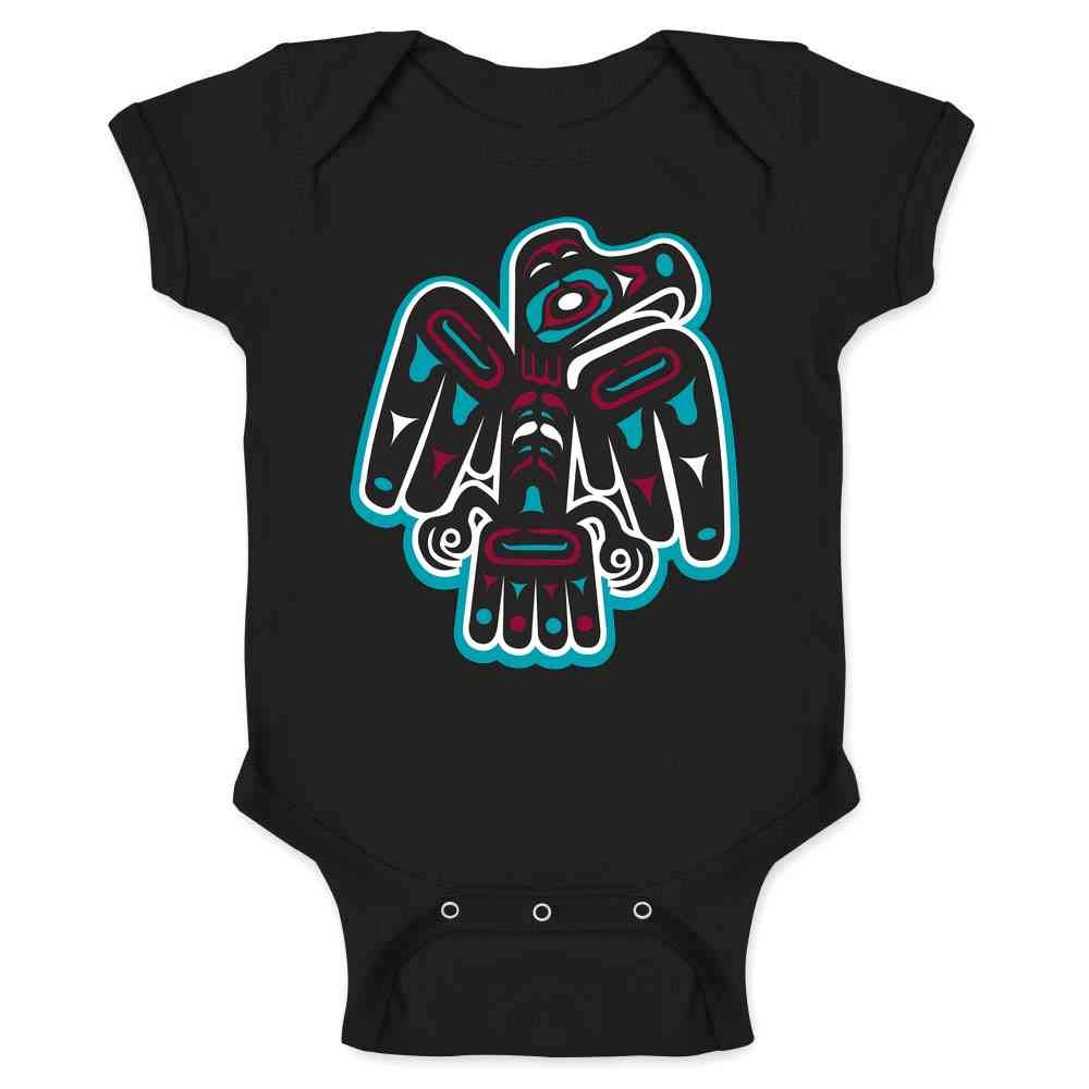 Native American Thunderbird Eagle Totem Symbol Art Infant Bodysuit Black 6M