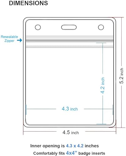 Miniatura 2 de WTQ - Paquete de 50 soportes impermeables para tarjetas de identificación (se ajusta a insertos de 4 x 4 pulgadas), vertical, soporte de