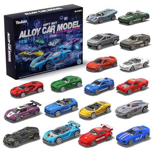 S 18-pack, 1:64 Scale Die-cast Metal Vehicles Set, Includes Pickup, Racing Cars,sports Cars For Display Or Play, Great Gift For Kids Age 3 Years And Up (18 Pack)