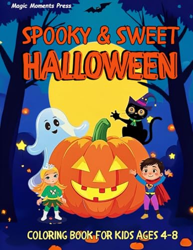 Spooky & Sweet Halloween Coloring Book for Kids Ages 4–8: 45 Easy and Fun Pages with Pumpkins, Ghosts, Costumes, and More to Color for Trick-or-Treat ... Press. Cheerful books for curious kids) image 2