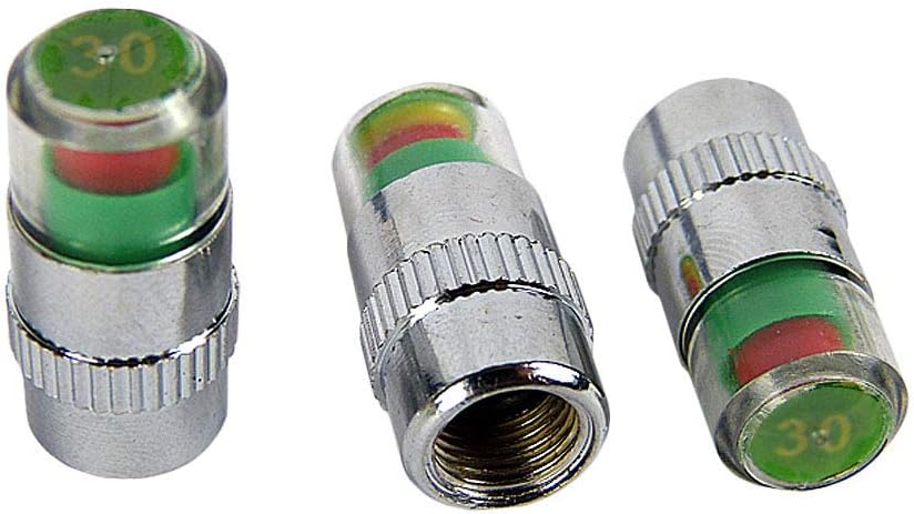 Hyfive Tyre Pressure Monitor Caps Indicators 4 Caps 30PSI 3 Colour Gauge Air Valve