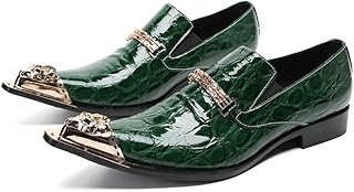 Traje De Negocios Verde Azul Zapatos Casuales De Cuero De Vaca con Suelas Suaves Transpirables For Zapatos De Hombre