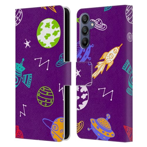 Carcasa de cuero tipo libro compatible con Samsung Galaxy A15 Haroulita naves espaciales 1