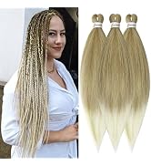 Pre Stretched Braiding Hair Long Braid 24 Inch 3 Packs Braiding Hair Extensions Professional Synt...