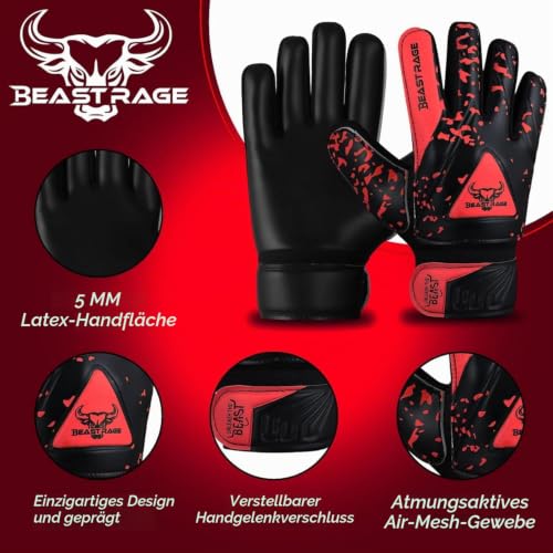 BEAST RAGE Torwarthandschuhe für Kinder Jungen Jugend,Fußballtorwarthandschuhe Kinder mit doppelter Handgelenkstütze… – Ansicht 2