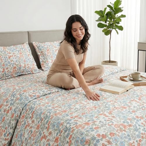 Image of Haus & Kinder Bed Sheet Double Bed | 100% Combed Cotton 186 TC Queen Size Bedsheet | 100 X 90 Inches Double Bed Bedsheet with 2 Pillow Covers | Soft, Chic, Cozy, - Whispers of Bloom