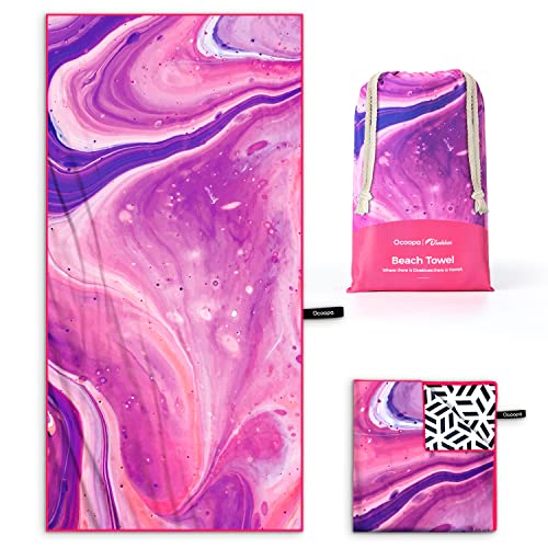 OCOOPA Microfiber Beach Towel Fast Drying, Extra Large 63" x 31" Sand Free Beach Towel Super Lightweight Towels for Swimming Pool, Camping, Picnic, Yoga Gym Sports