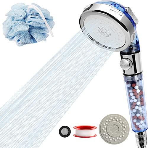 Shower Head,Rehave Jetting Filter Shower Sprayer,High Pressure 3 Mode,Handheld Spray Showerheads For Dry Skin Hair,Handheld Filter Supercharged Large Rainfall,Purifying Filtration Mineral Stone Beads #TOP7