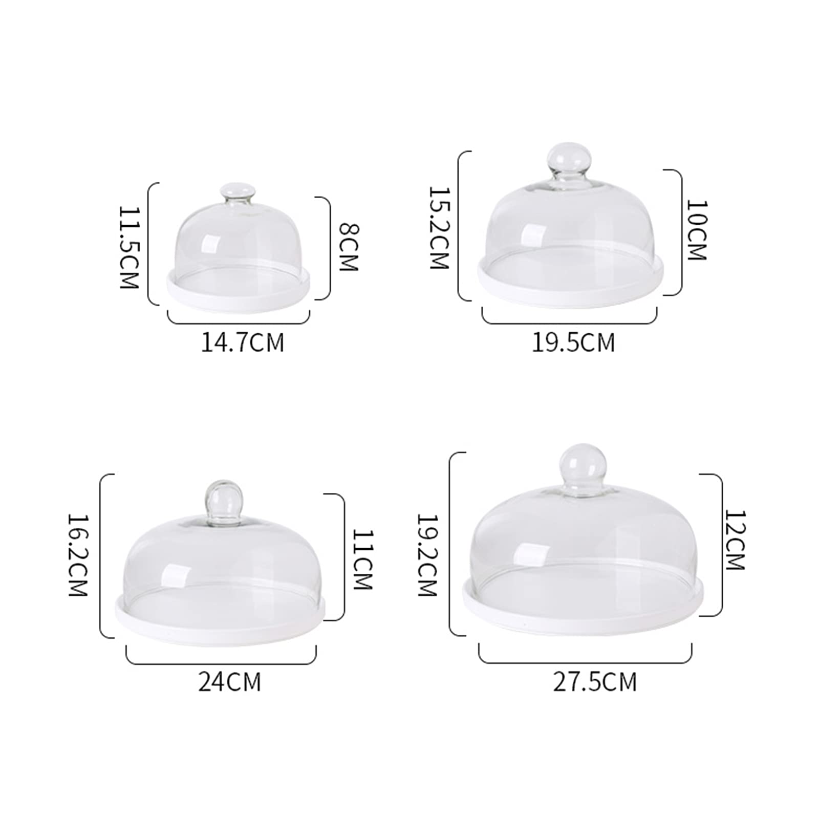 Tapa para el microondas,Plato de Pan, Hotel Restaurante Comida Bandejas de Frutas con Tapa Cúpula de Vidrio Transparente Cubierta de cúpula de Pastel de Queso Platos Redondos de cerámica bla