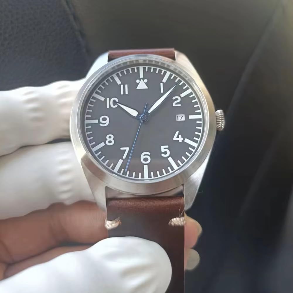 Boyarca Pilotenuhr Herren Flieger Armbanduhr Japan Automatikwerk Mechanische Uhren Edelstahlgehäuse Flieger Uhren mit Leuchtend Wasserdicht