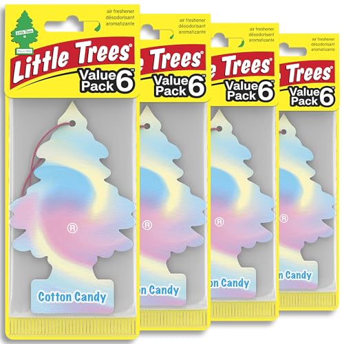 Image of LITTLE TREES Car Air Freshener | Hanging Tree Provides Long Lasting Scent for Auto and Home | 24 Air Fresheners |Cotton Candy