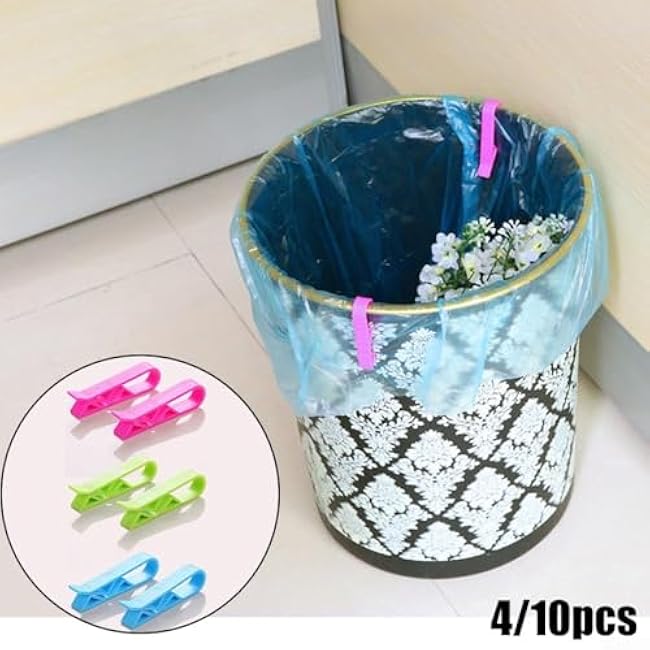 Trash Can Bag Clips For Kitchen, Plastic Bin Bag Holders With Non-Slip Notch Design To Keep Garbage Bags In Place, Lightweight And Sturdy Clamps, 4 Pack Or 10 Pack Options(4Pcs,Green)