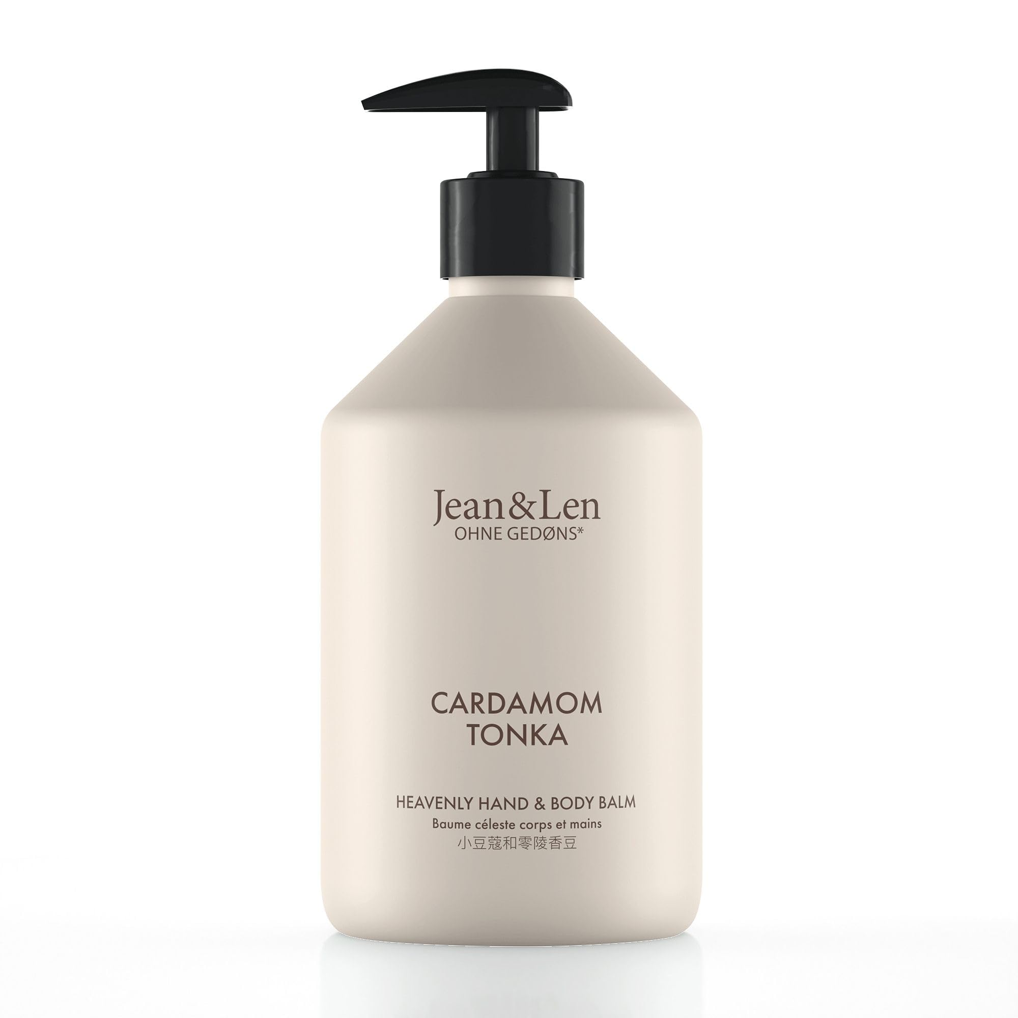 Jean & Len Heavenly Hand- & Body Balm Cardamom & Tonka, für ein duftendes Pflegeerlebnis, mit Bio-Arganöl und Sheabutter, Hochwertige Flasche, ohne Parabene & Silikone, 500 ml