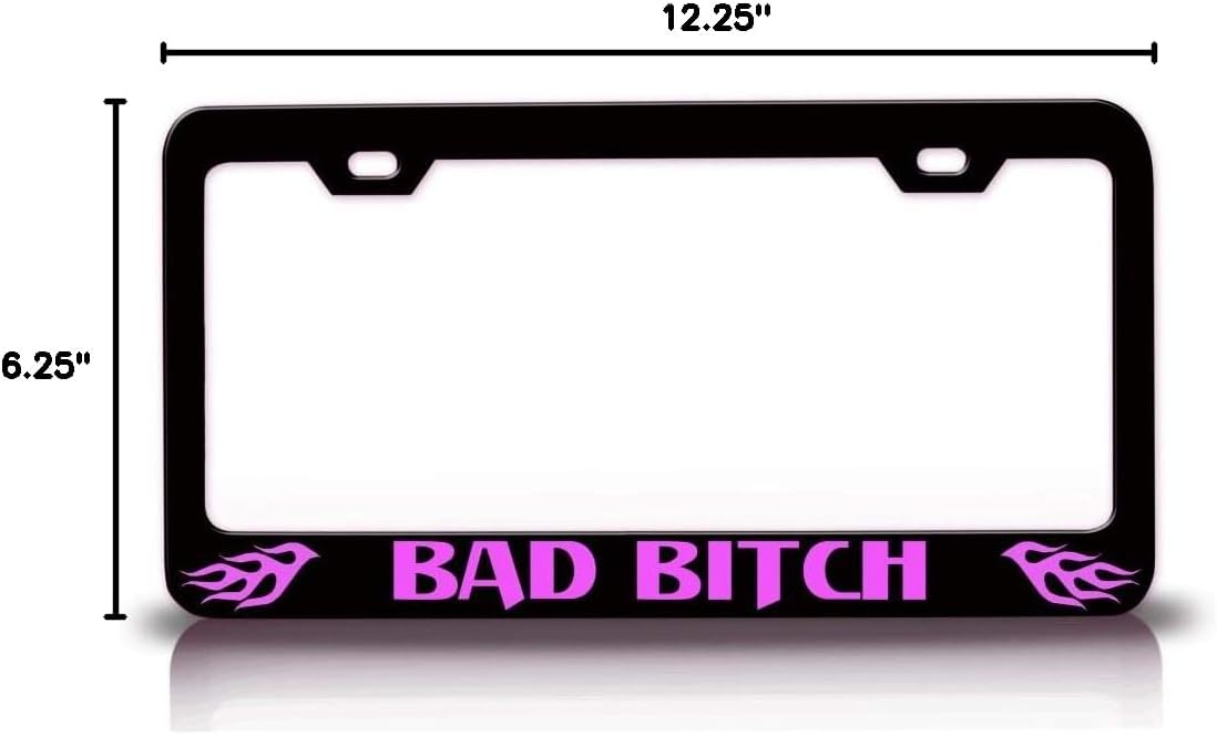 Bad Bitch Flame Metal Car SUV Truck License Plate Frame Holder Bl z6
