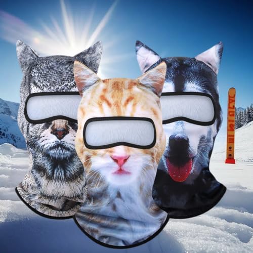 Image of 3D Cat Ski Balaclava Sheisty Face Mask with Ears Cute Animal Ski Mask for Music Festivals Raves Party Outdoor Activities