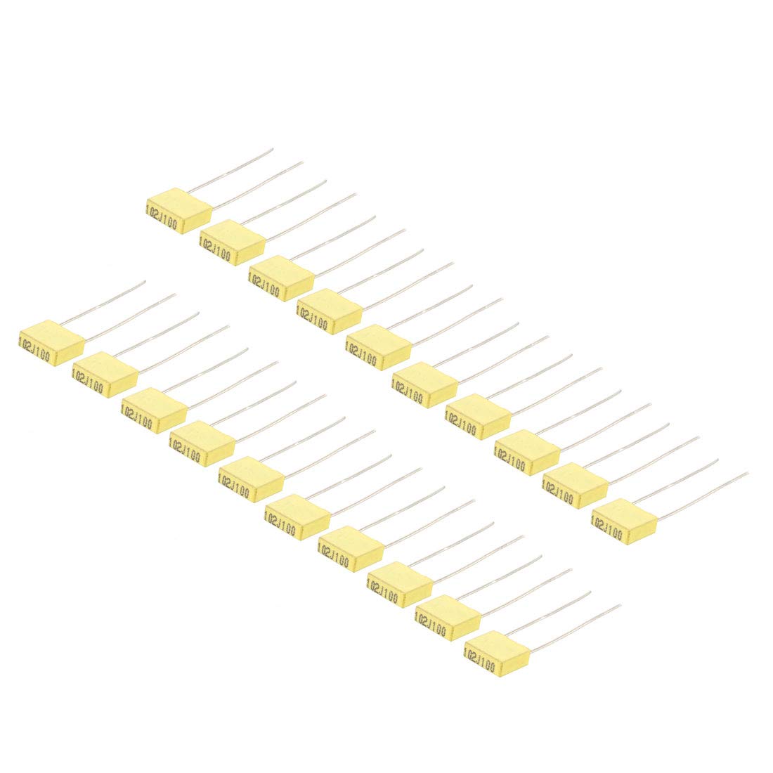 Uxcell Yellow Sourcingmap 20 Pcs 100V 1Nf Metal Radial Lead Box Type Film Correction Capacitors