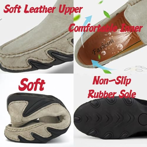 Aimery Mens Breathable Leather Casual Slip-On Loafers Summer Soft&Non-Slip Flats Driving Walking Shoes Fashion Penny Loafers3