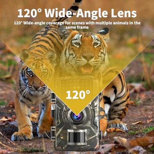 Wildkamera, 4K Wildtierkamera, Nachtsichtkamera, 32MP Tierkamera mit Bewegungsmelder Nachtsicht, 32GB SD Karte & IP66 Wasserdicht 0,1s Auslösezeit, Bewegungssensor, Infrarot-Nachtsicht bis 20m