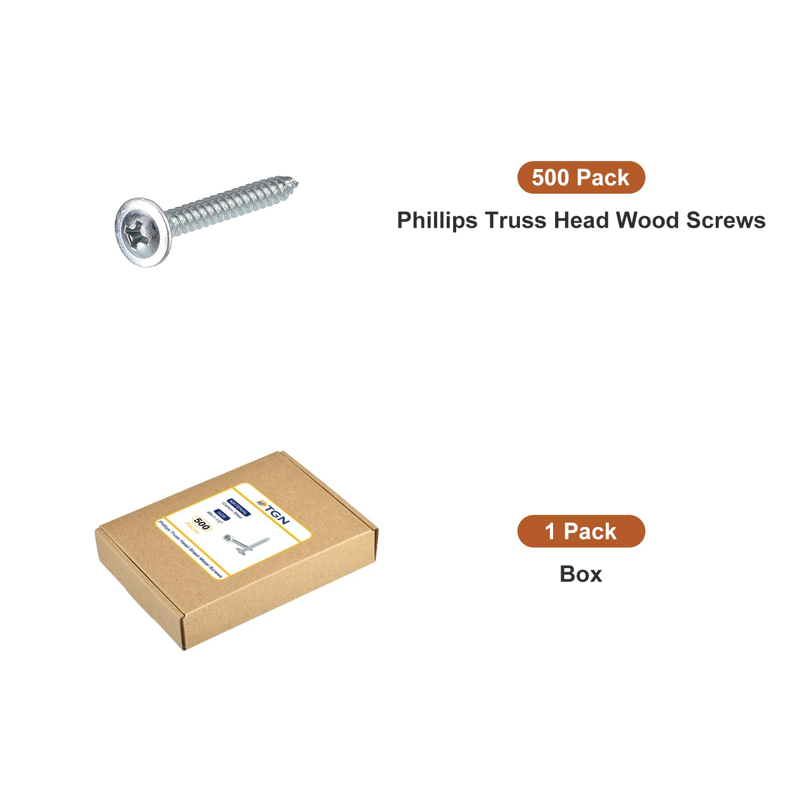 QUARKZMAN 500Pz #8 x 1-1/2" Viti Autofilettanti A Testa Phillips, Acciaio Al Carbonio Testa Piatta Viti Ad Alta Resistenza Viti Rapide Per Legno, Metallo, Plastica, Argento
