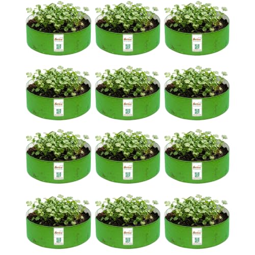 Image of Premium HDPE UV Stabilised Grow Bags 18x6 Inch (Pack of 12) | 260 GSM Heavy Duty Round Planter Bags | Suitable for Spinach, Coriander and Other Leafy Greens | Reusable, Durable Grow Bags