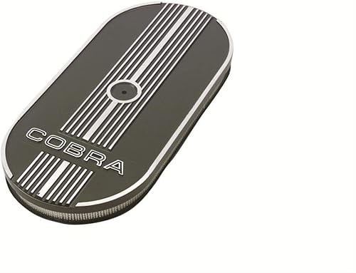 Ford Conjunto de filtro de aire, 21-116 x 10 in ovalado, 2-14 pulgadas de alto, 5-18 in brida de carbohidratos, base elevada, logotipo de cobra,