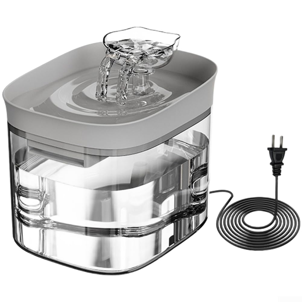Fuente de agua automática para gatos de 1,8 L, gran capacidad, fuente de circulación silenciosa con filtro de doble capa para hidratación continua (gris)