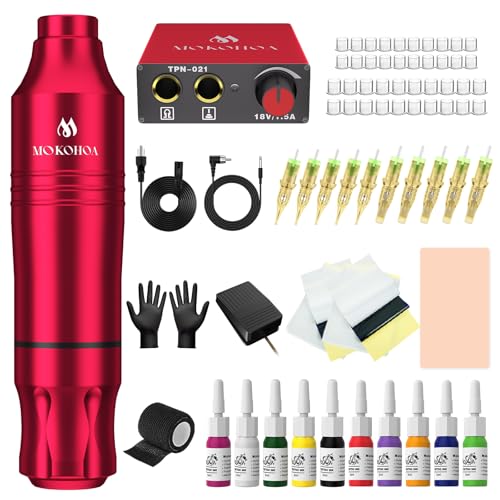 Mokohoa Tattoo Gun Tattoo Kit for Beginners Complete Set,Tattoo Practice Starter kit Rotary Tattoo...
