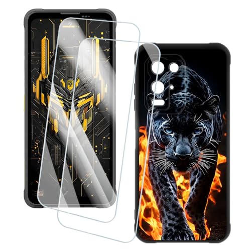 OAGELIM 2�Z�b�g �X�N���[���v���e�N�^�[ + �P�[�X Blackview Fort 5 (6.78 �C���`) �Ƃ̌݊������� �A�[�e�B�X�e�B�b�N�J�X�^���v�����g�J�o�[�Ƌ����K���X�t�B���� �X�N���b�`�h�~ (�`�[�^�[)