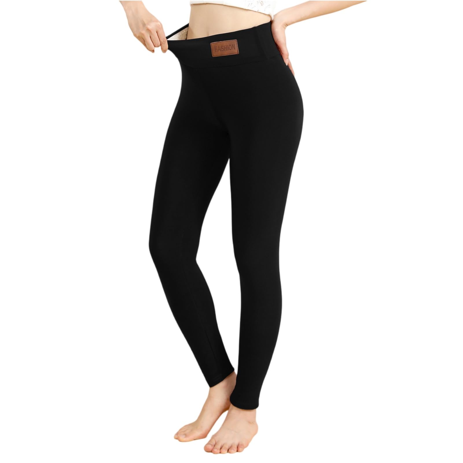 Fleece Lined Leggings Women No Front Seam Leggings for Women Tummy Control Fleeced Tights Fleece-Lined Yoga Trousers