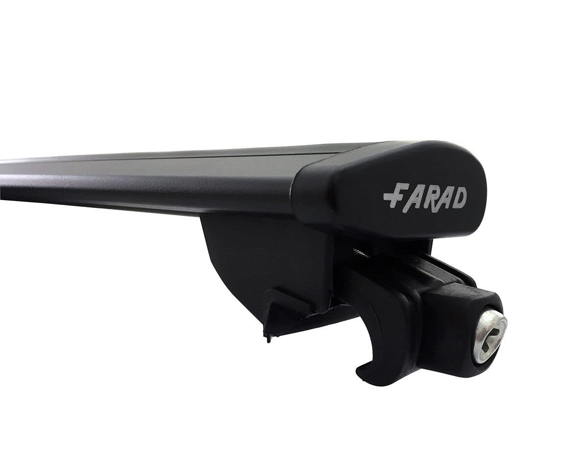 Barre portatutto FARAD SM + AERODYNAMIC BLACK in alluminio compatibili con JEEP RENEGADE dal 2014 in poi con corrimani alti, railing aperti