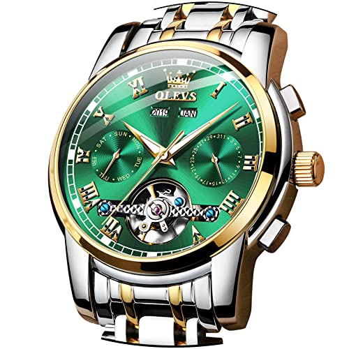 Image of OLEVS Watch Men Mechanical Luxury Classic Fashion Dress Men's Watches Waterproof Stainless Steel Self Winding Watches for Men Large Face Diamond Date No Battery Mens Watch Relojes para Hombres
