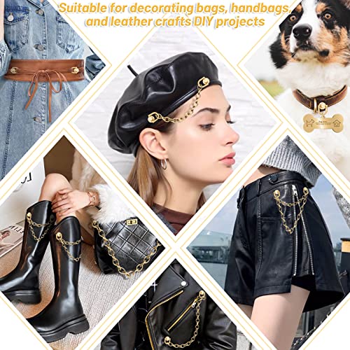 40 Pieces D Rings Rivets For Leather Purse, Gold Ball Studs Rivets With D Ring For Leather Crossbody Purse Craft, Bag Hardware #TOP5