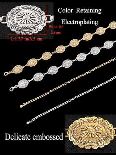 TOPACC Western Chain belt for Women Metal Concho Belt Cowgirl Chain Belt3