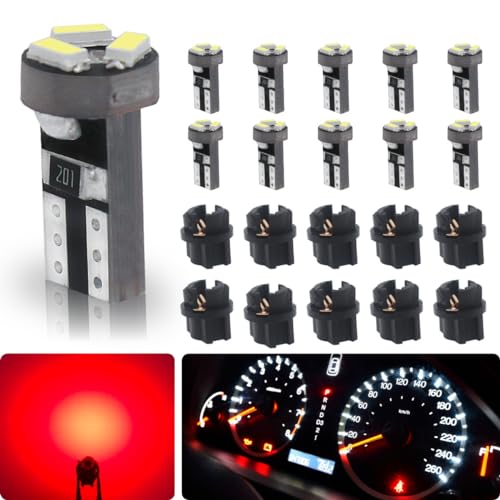 siweex T5 LED bulbs Red 74 73 37 2721 Car Dashboard Instrument Panel Gauge Cluster Indicator Lights with 3/8