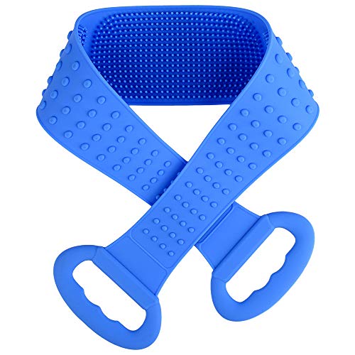 Silicone Back Scrubber for Shower, Long Bath Body Brush, Silicone Body Towel for Exfoliating, Cleansing, SPA & Massage, Upgrade Length to 31.8 inch More Suitable for Adults(Blue)